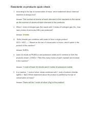 reactants vs products quick check.